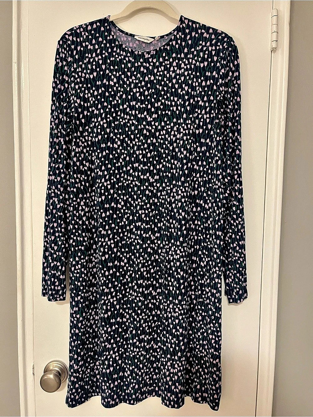 Marimekko Floral Mini Dress in Black & Pink Size XL Like New